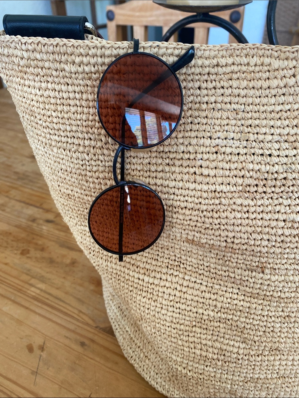 Free People Round Sunglasses in Brown with Black Frame